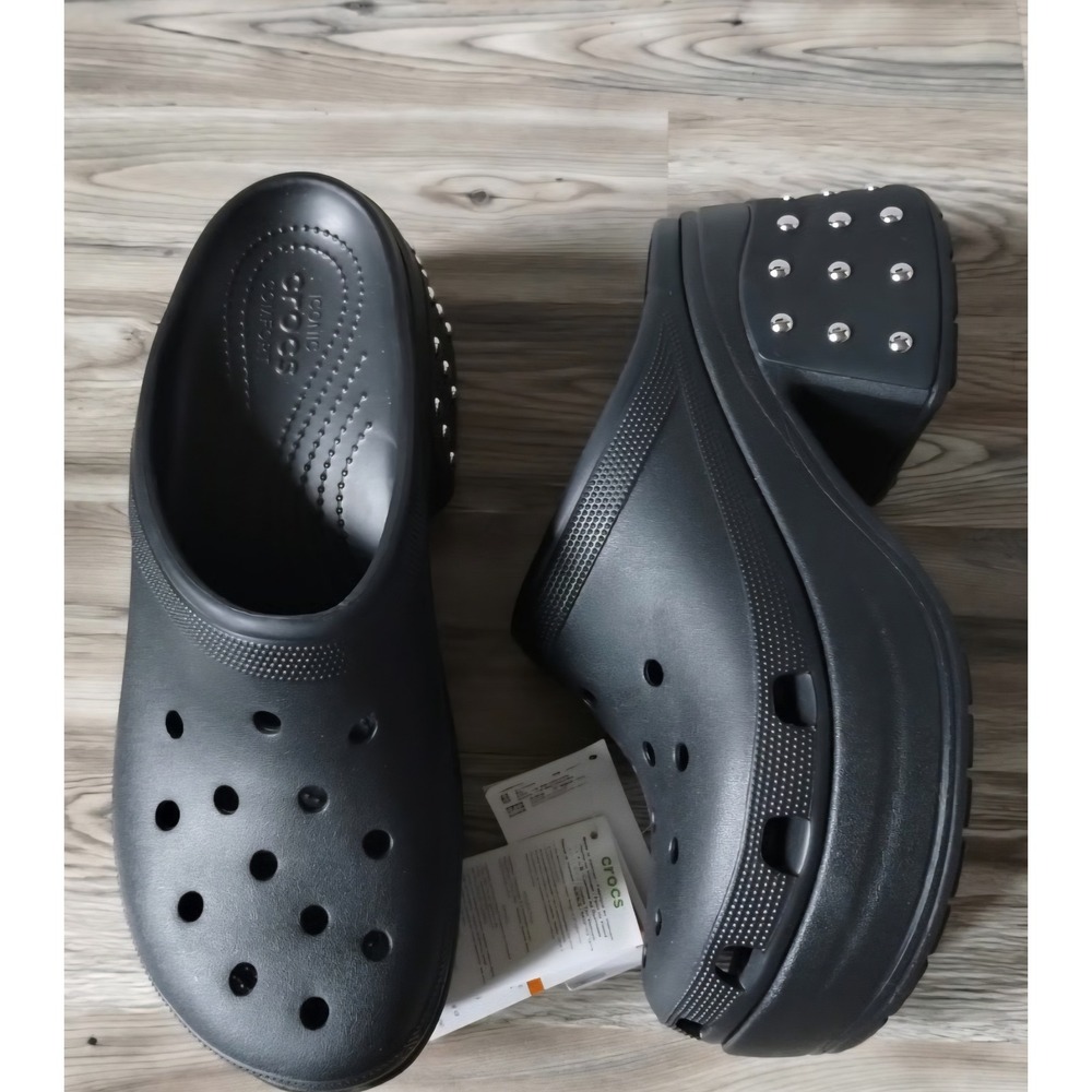 Crocs Siren Studded‎ Clog Black Platform Heel Men's M11 W13